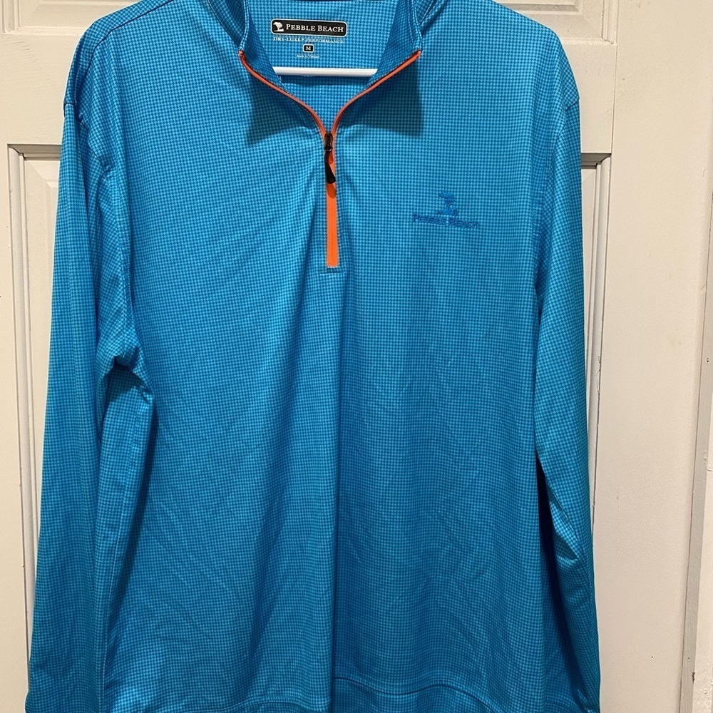Pebble Beach Blue Houndstooth Quarter-Zip Pullover View 2